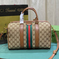 Gucci Authorized Monogram-Style Satchel with Green and Red Stripe