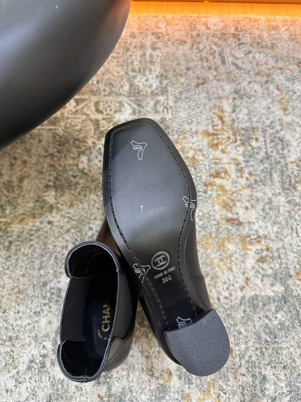 CHANEL Black Chelsea Ankle Boots with Black Block Heels
