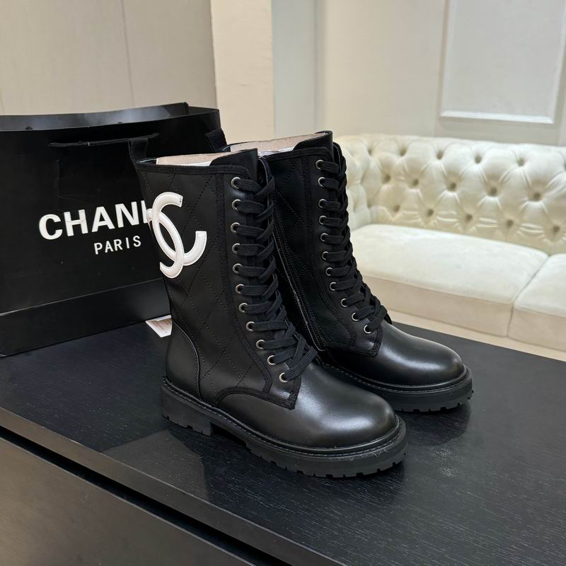 Chanel Paris CC Lace-Up Combat Boots