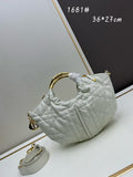 Dior Quilted Round Handle Tote Bag – White Gold