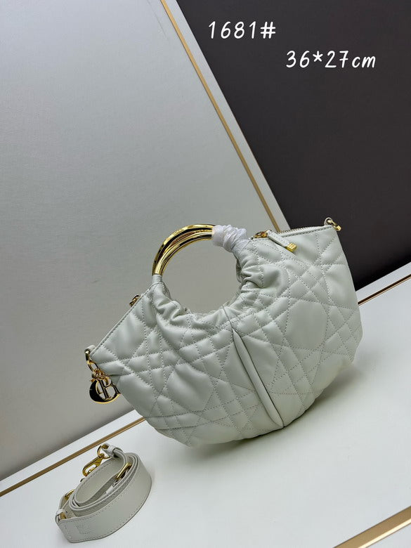 Dior Quilted Round Handle Tote Bag – White Gold