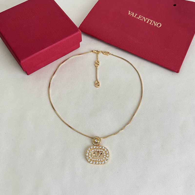Valentino Garavani VLogo Signature Necklace - Gold-Tone Crystal Pendant