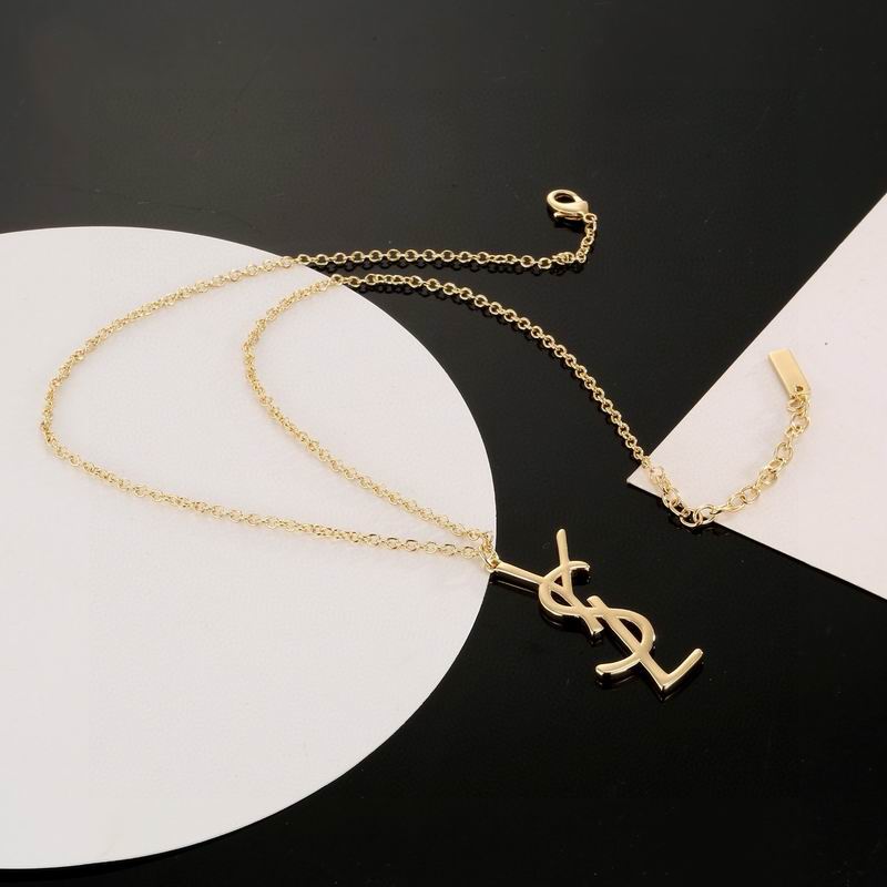 Saint Laurent YSL Logo Pendant Necklace in Gold