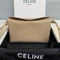 CELINE 25S TRIO FLAP 22MM IN DARK BEIGE SMOOTH LAMBSKIN GOLD HARDWARE